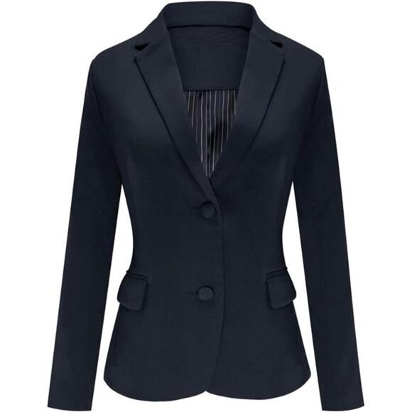 Women's Long Sleeve Formal Blazer Jacket Deep Black - Picture 1 of 6